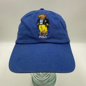 Polo Ralph Lauren Blue Bear Hat Strapback Adjustable Cap One Size Preppy Cool